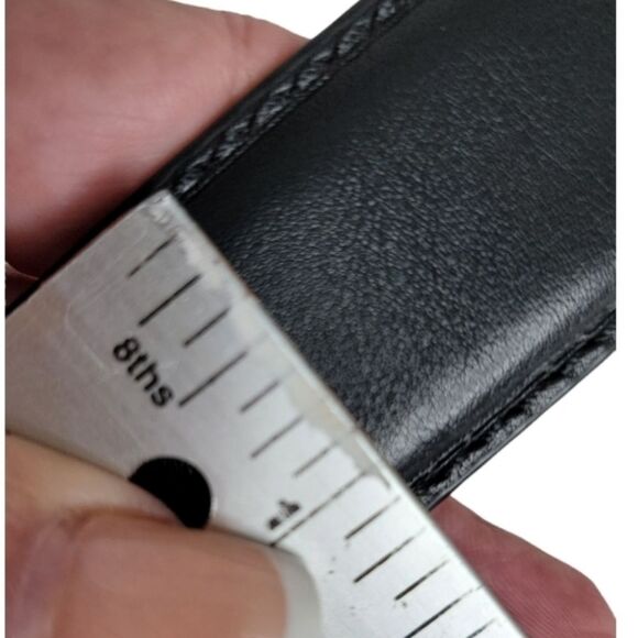 Tommy Hilfiger black men's belt size 38 silver buckle 1 2/8 " NWT - Picture 6 of 7